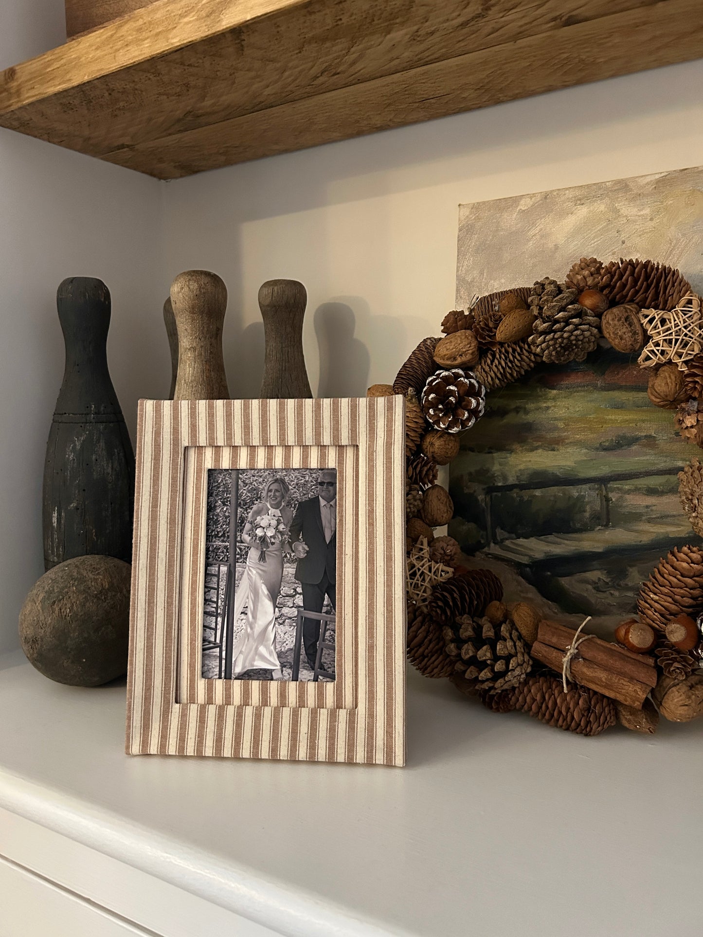 Brown Stripe Fabric Photo Frame