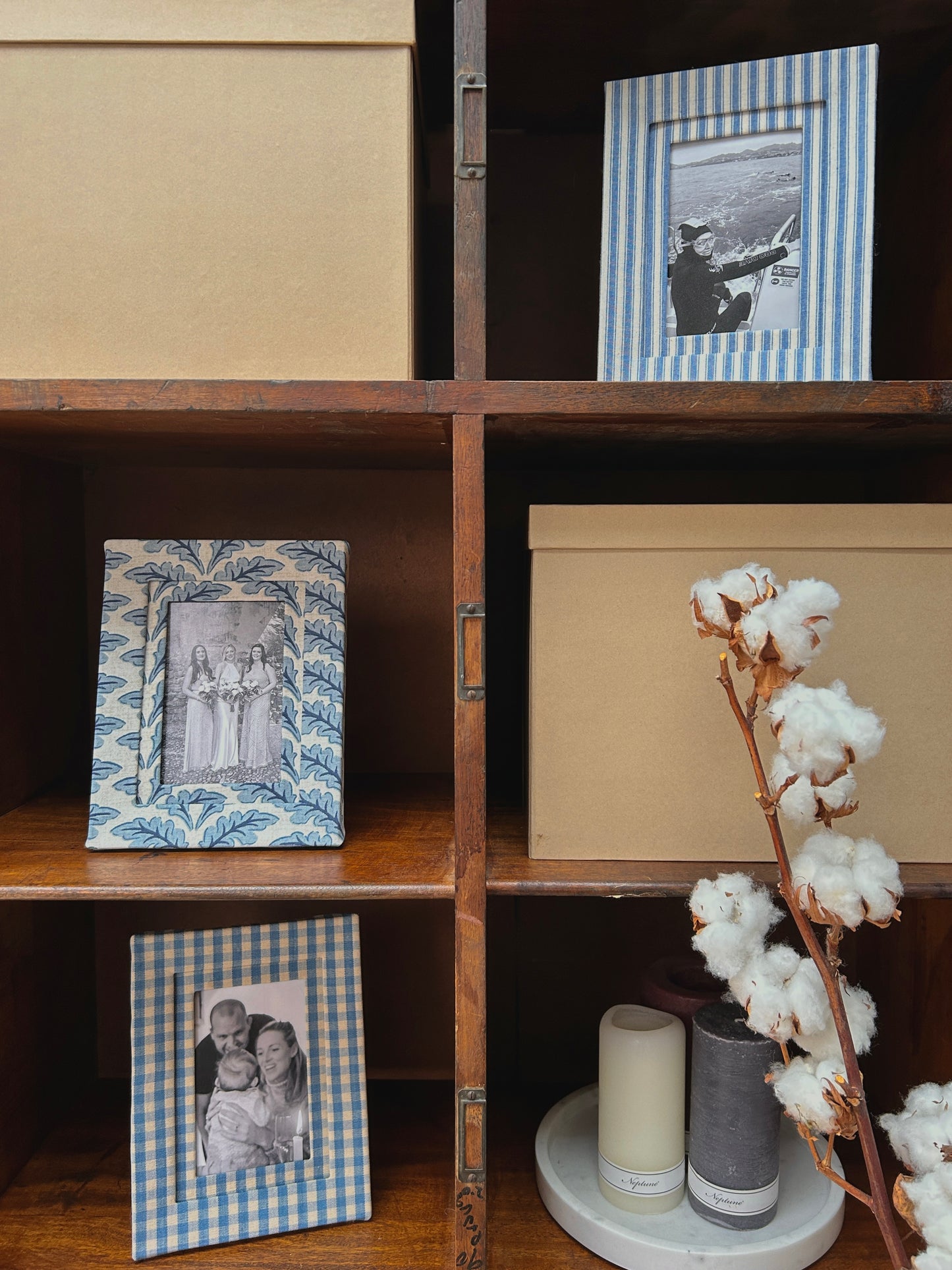 Blue Stripe Fabric Photo Frame