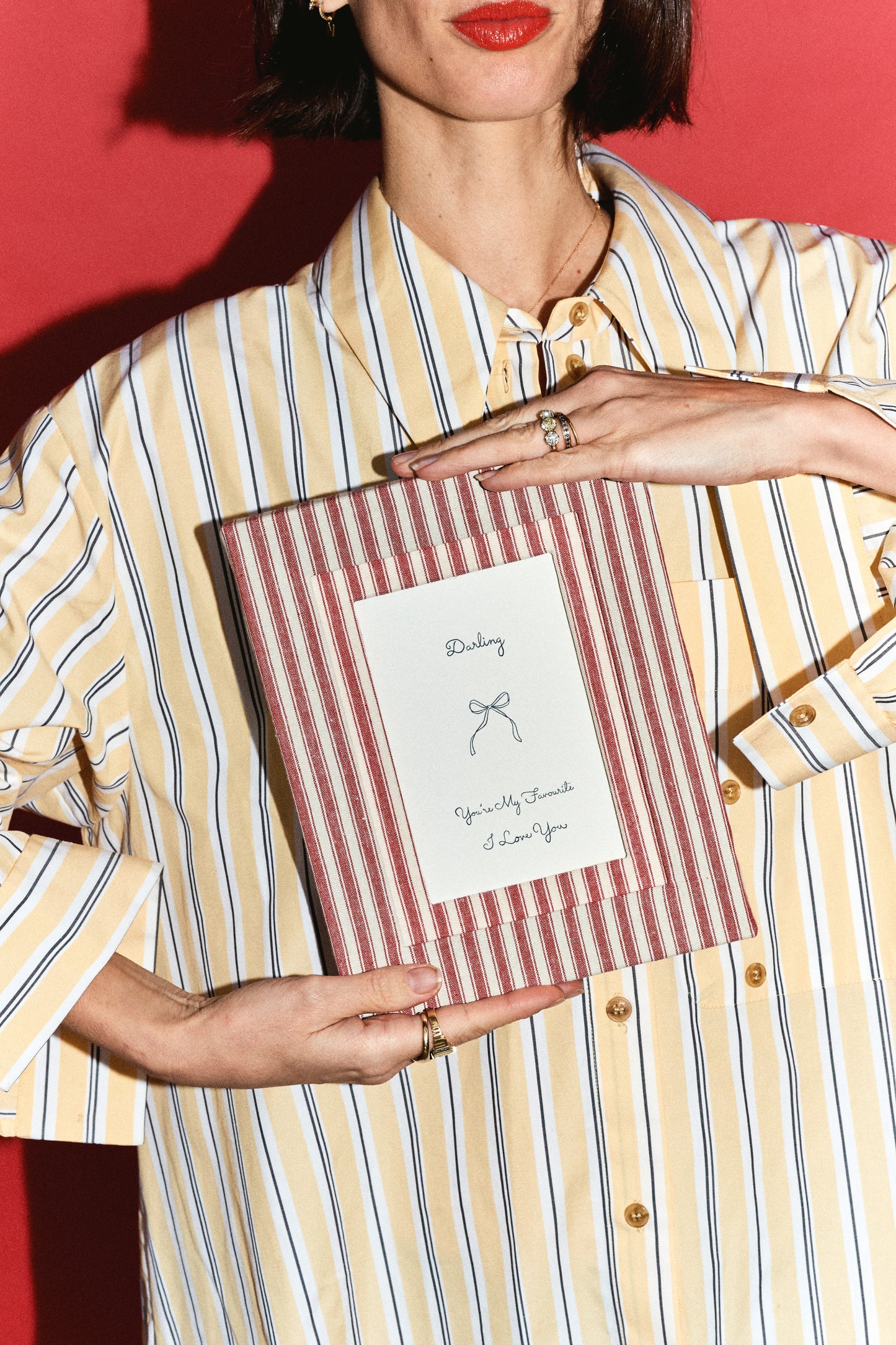 Red Stripe Fabric Photo Frame