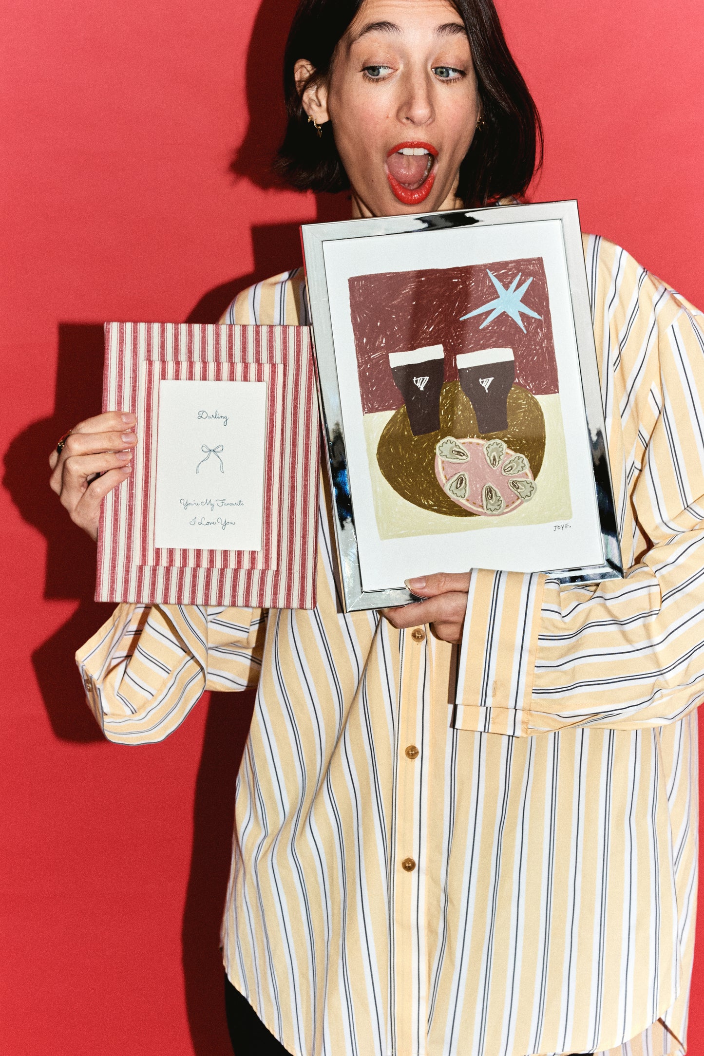 Red Stripe Fabric Photo Frame