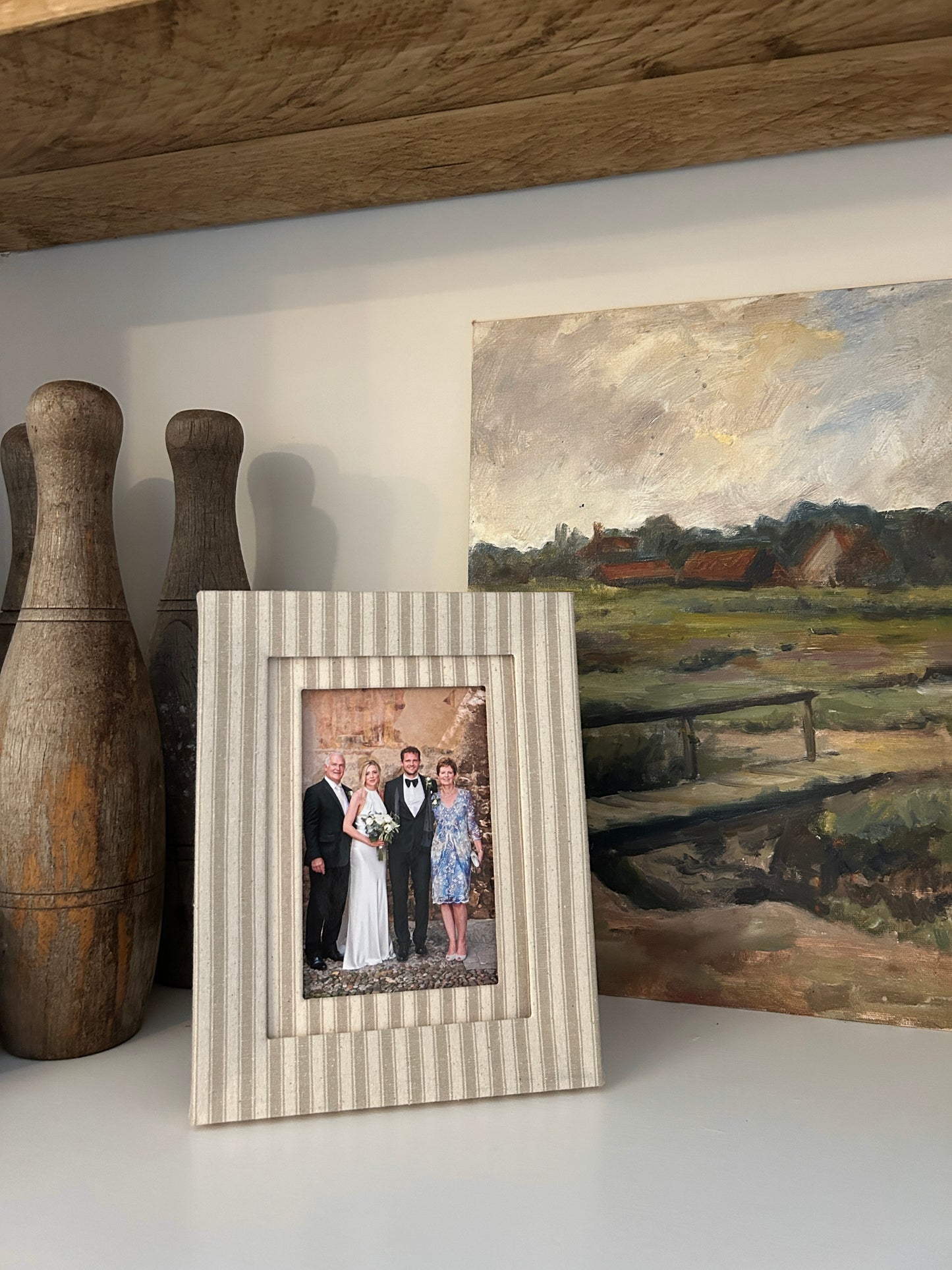 Sage Stripe Fabric Photo Frame