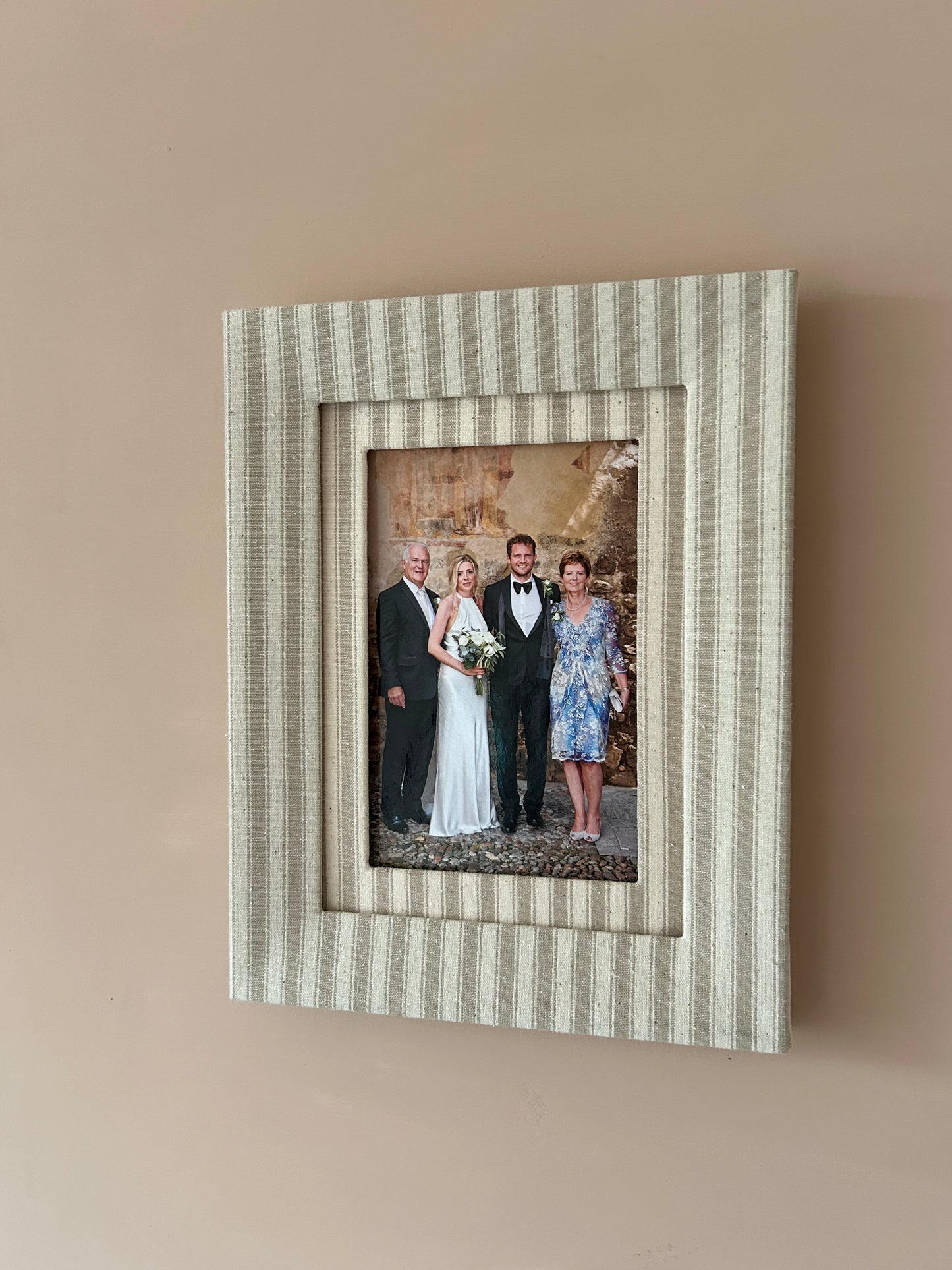 Sage Stripe Fabric Photo Frame