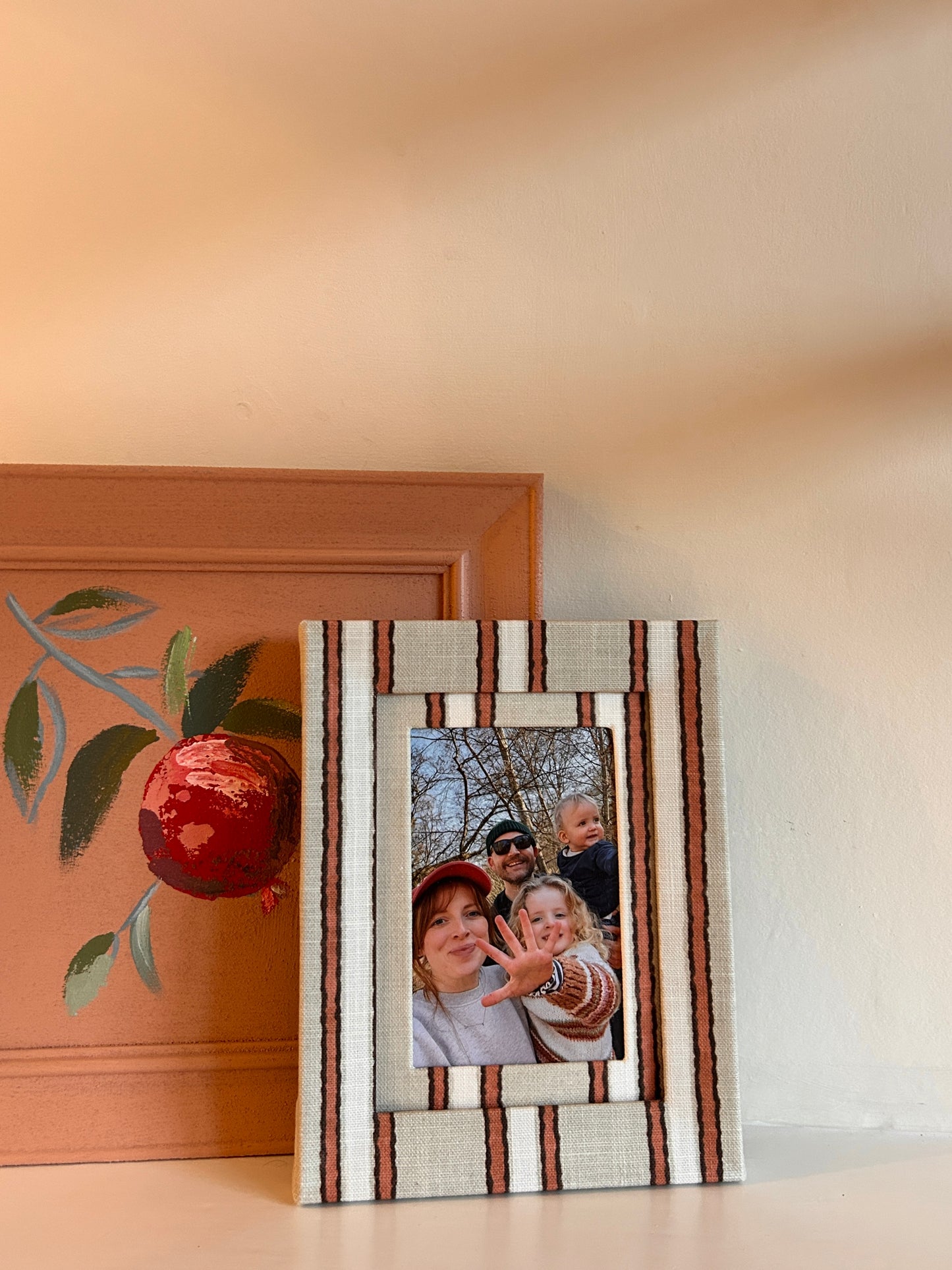 Terracotta Natural Stripe Fabric Photo Frame