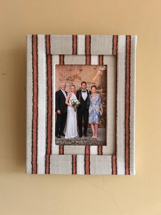 Terracotta Natural Stripe Fabric Photo Frame
